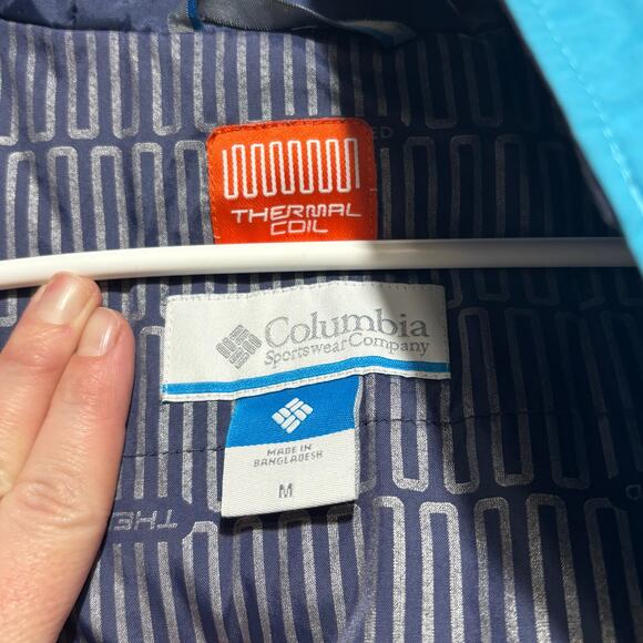 Columbia Thermal Coil Blue Nylon Hooded Jacket Size Medium | Excellent Condition - Picture 6 of 12